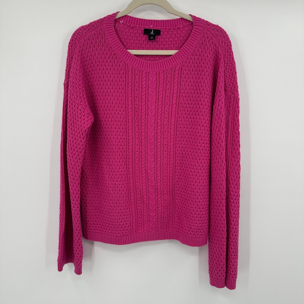 J Jason Wu Pink Crewneck Cable Knit Sweater Long‎ Sleeve Women's Size Small